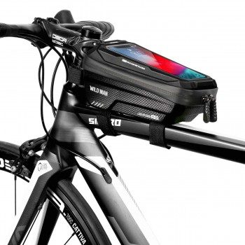 WILDMAN Bicycle bag X2 Touch screen (max 6.7 inch) Top Tube Frame Bag Waterproof 1L - Black