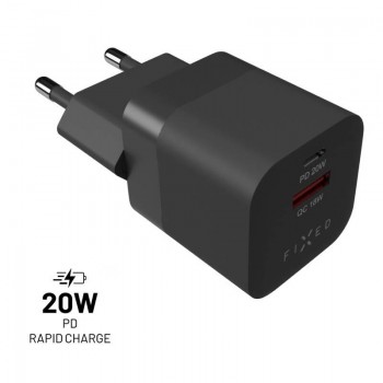 FIXED Mini charger with USB-C/USB 3.0, 20W - Black